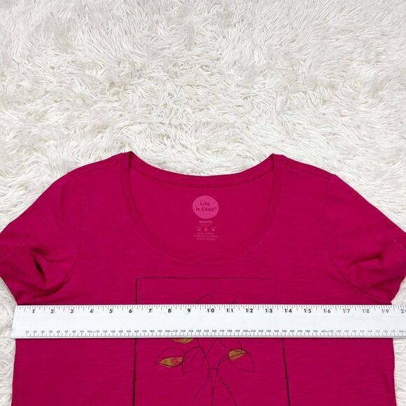 Life Is Good Pink Half Full Flower‎ Vase Short Sleeve T-Shirt Size Medium NEW - Picture 4 of 6